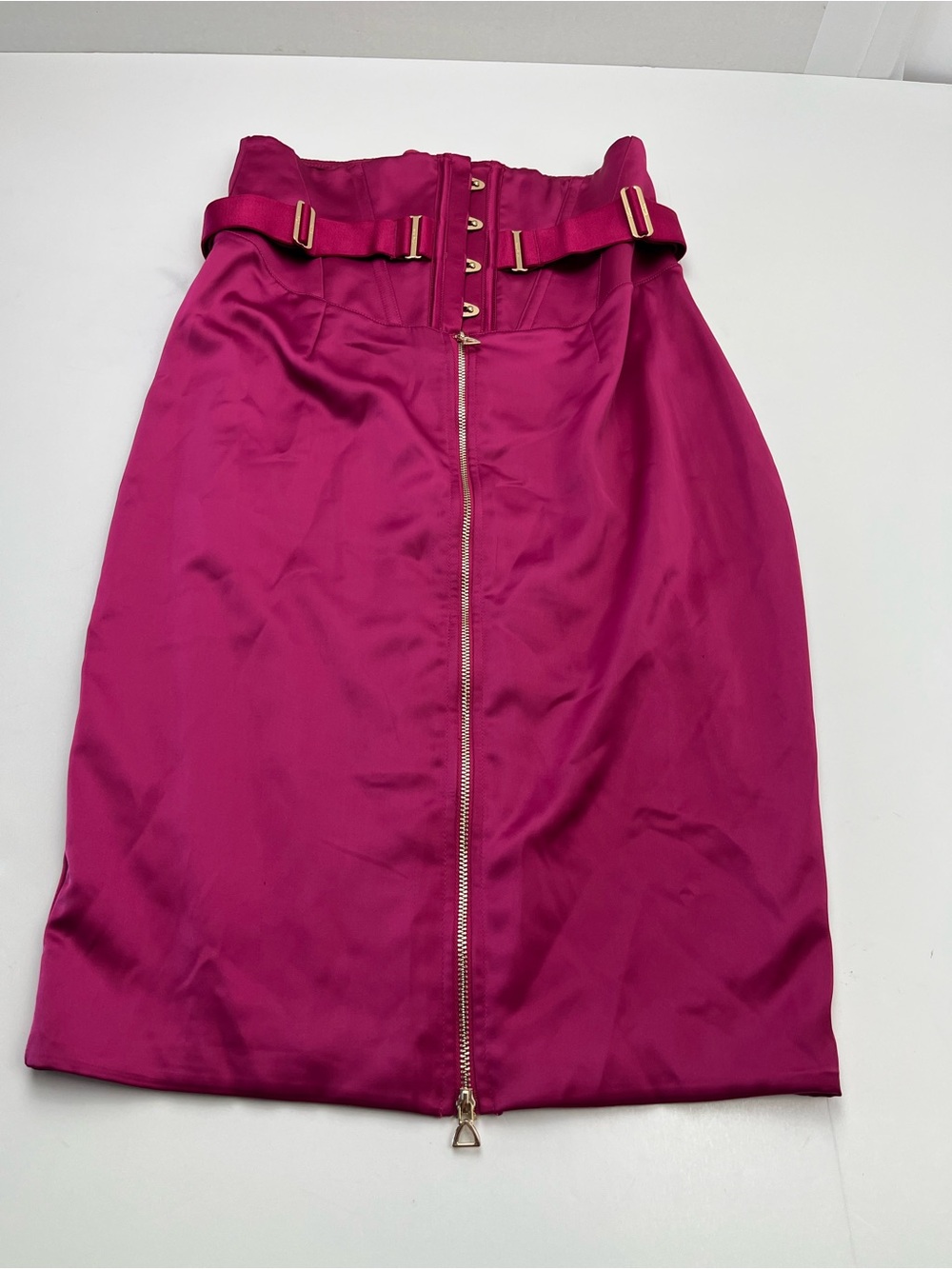 Honey Birdette Chastity Pink Fuchsia High-Waist Pencil Skirt Front Zip Medium - Picture 2 of 14